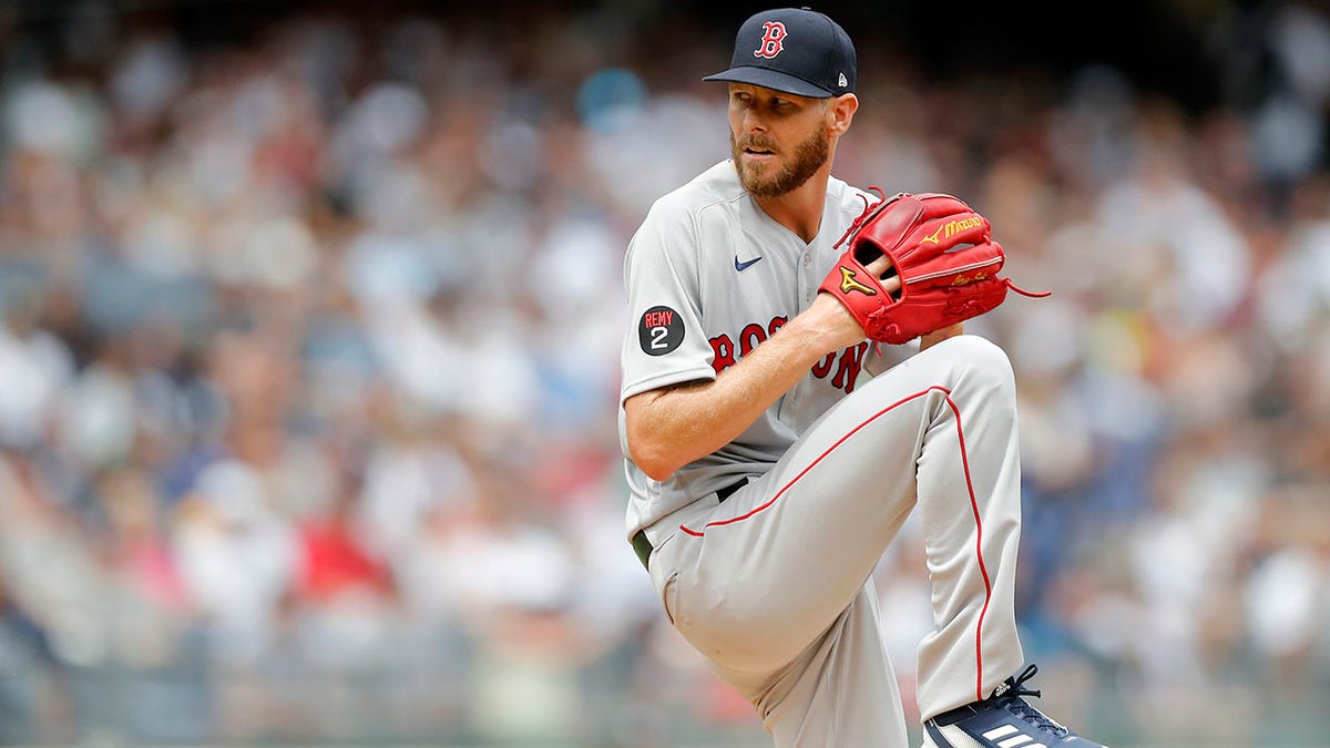 Chris Sale pitches against the Yankees in July