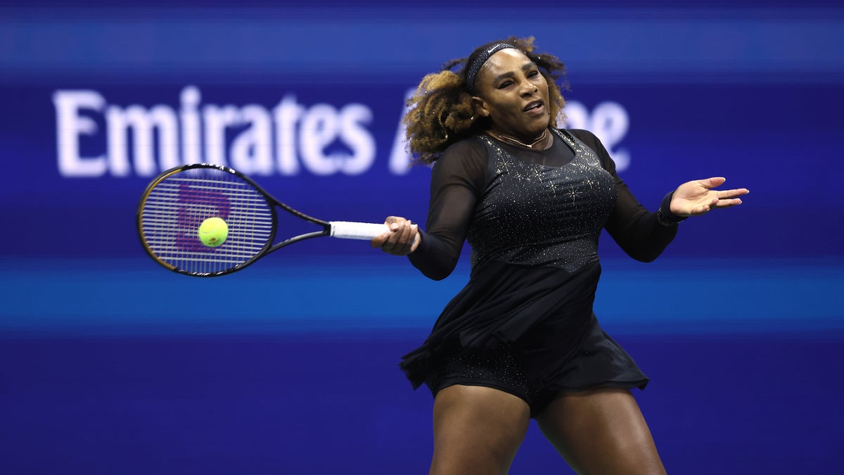 Serena Williams hits shot