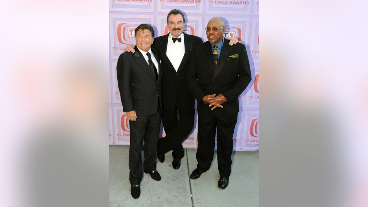 Roger E. Mosley with "Magnum P.I." co-stars