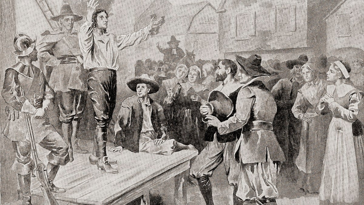 An accused witch at the Salem witch trials
