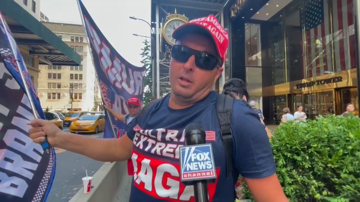 New York Trump supporter outside of Trump Tower