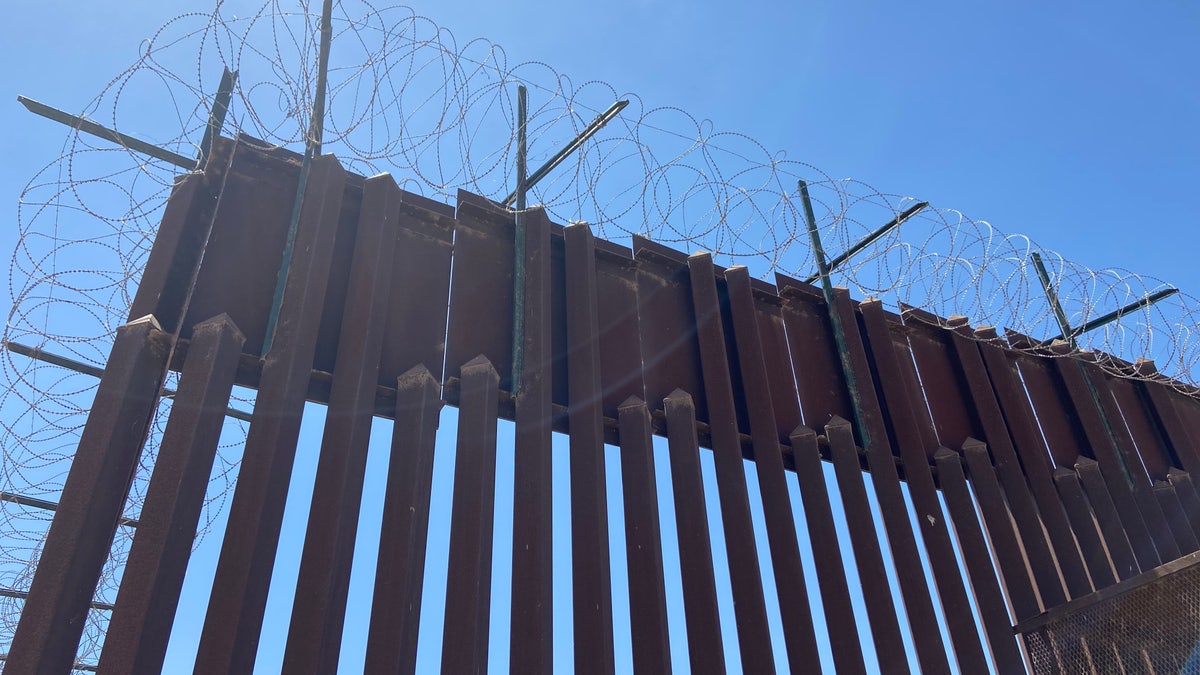 Razor wire on border wall in Arizona