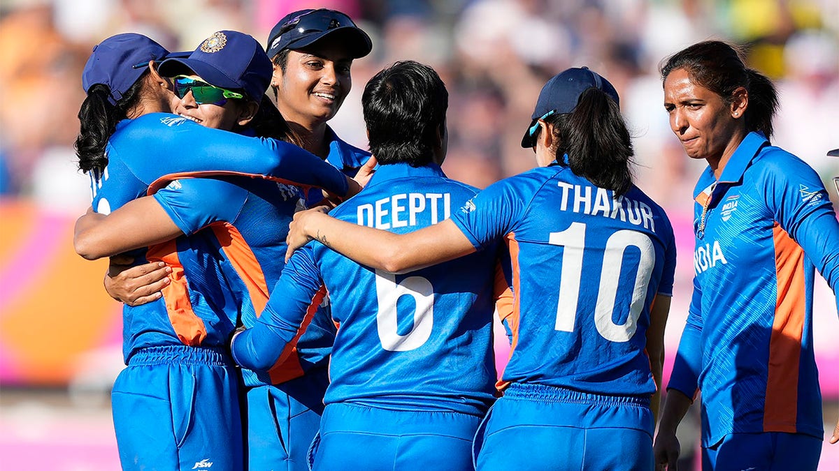 India women's cricket team celebrates