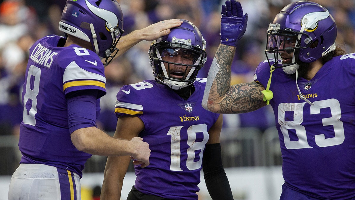 Justin Jefferson celebrates with the Vikings