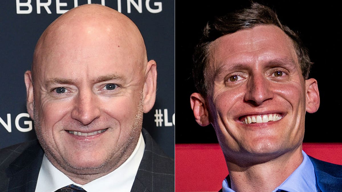 Mark Kelly and Blake Masters in a side by side split photo