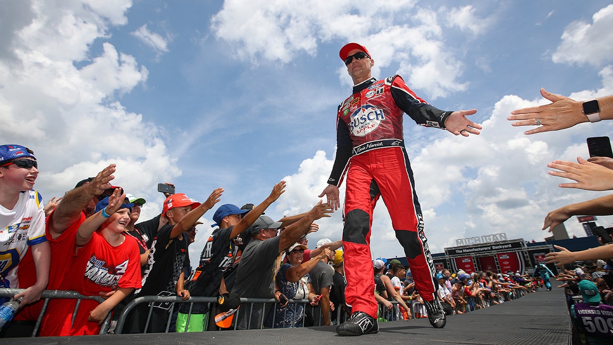 Kevin Harvick greets fans in Michigan