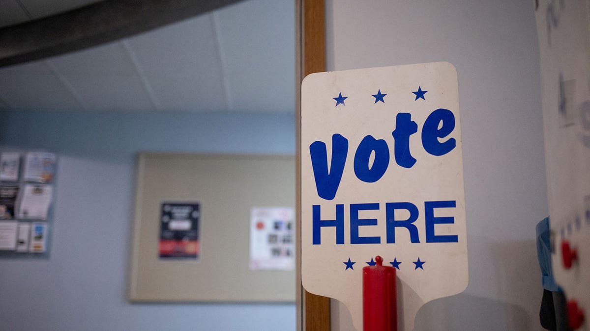 Voting sign during an election