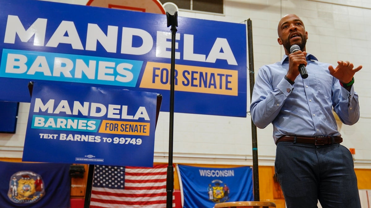Democratic U.S. Senate candidate Mandela Barnes speaks