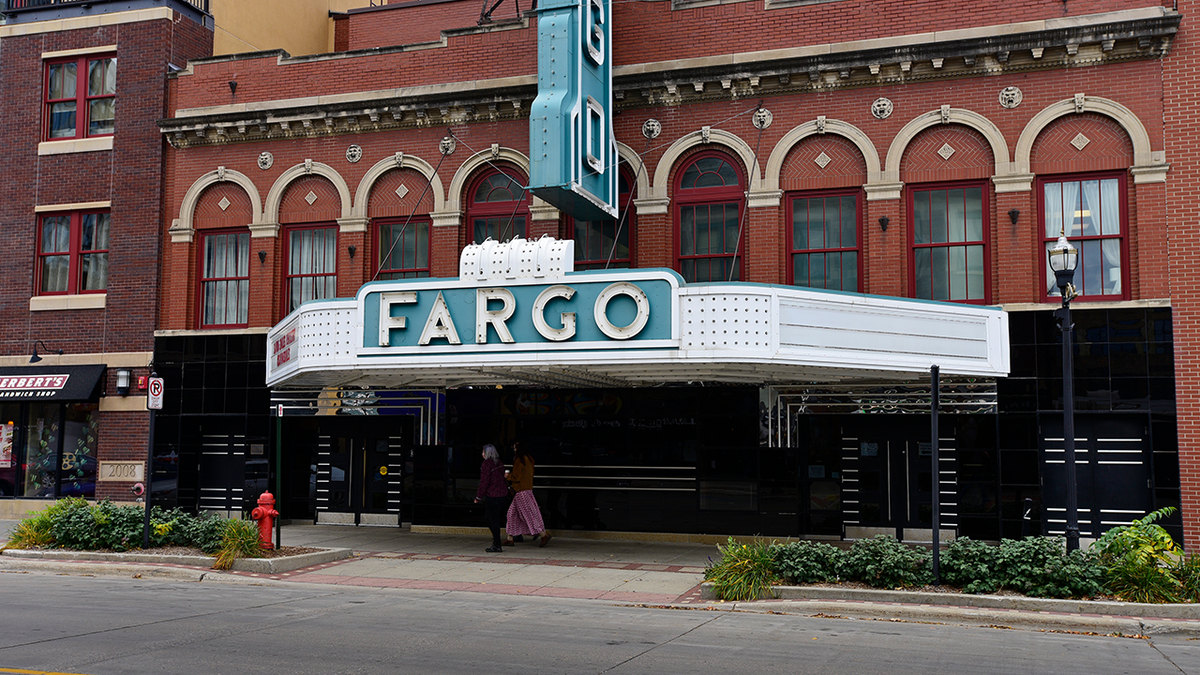 Outside facade of the Fargo Theatre in downtown Fargo, North Dakota