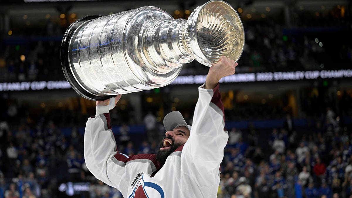 Nazem Kadri holds the Stanley Cup