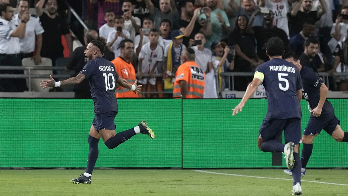 Neymar celebrates scoring goal