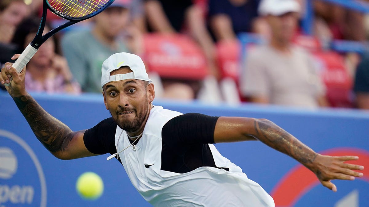 Nick Kyrgios goes to play forehand shot