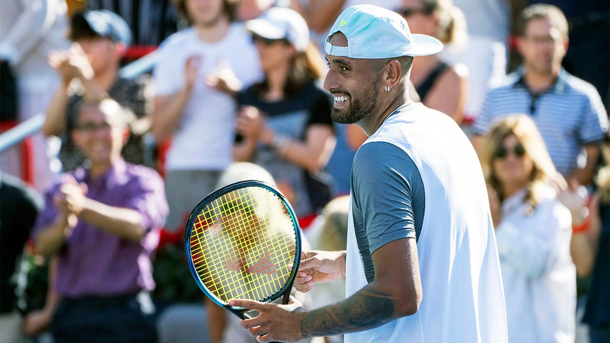 Nick Kyrgios celebrates