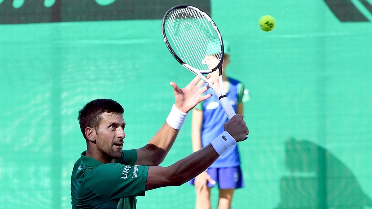 Novak Djokovic at an exhibition