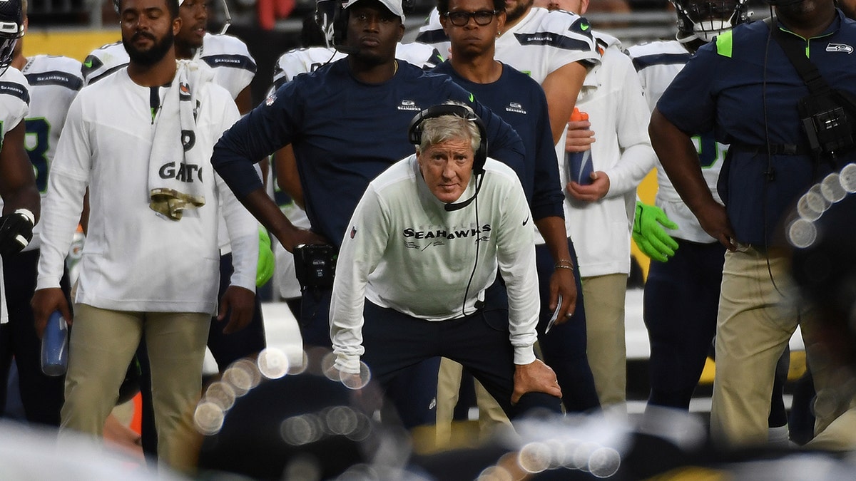 Pete Carroll coaches the Seahawks