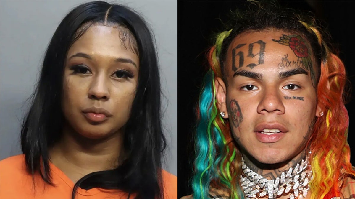 Rachel Wattley's booking photo and Tekashi at a performance