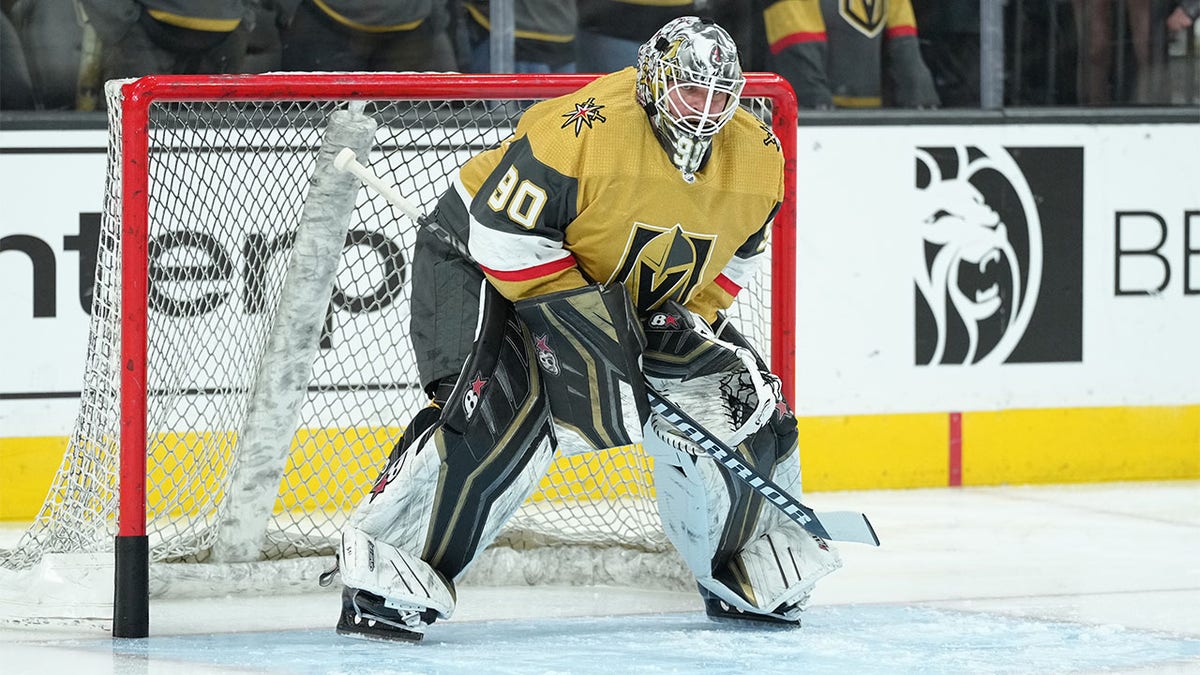 Robin Lehner sits in net