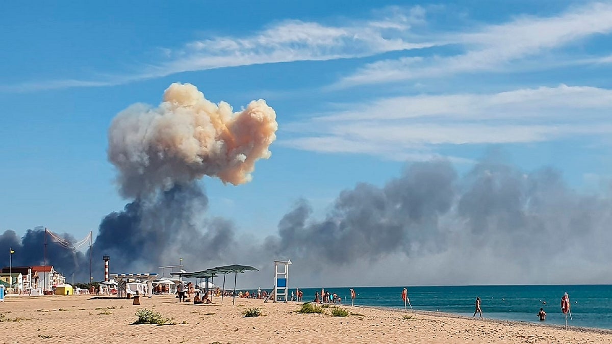 Explosion near beach in Crimea