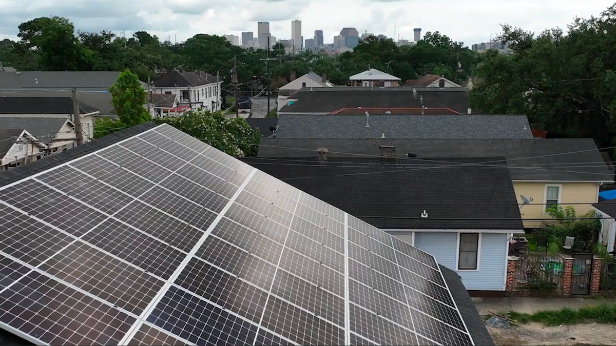 A close up view of a solar panel on the roof of a restaurant