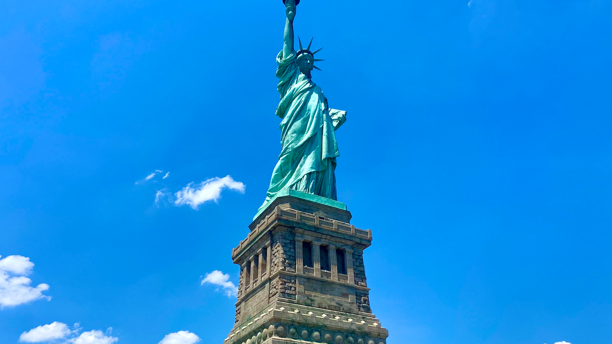 A look up at the Statue of Liberty