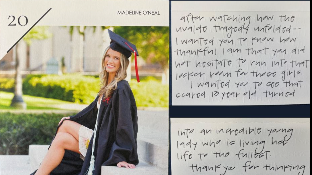 Photo shows both the letter from a mom thanking an SRO for rescuing her daughter 9 years ago and a photo of the girl grown up 