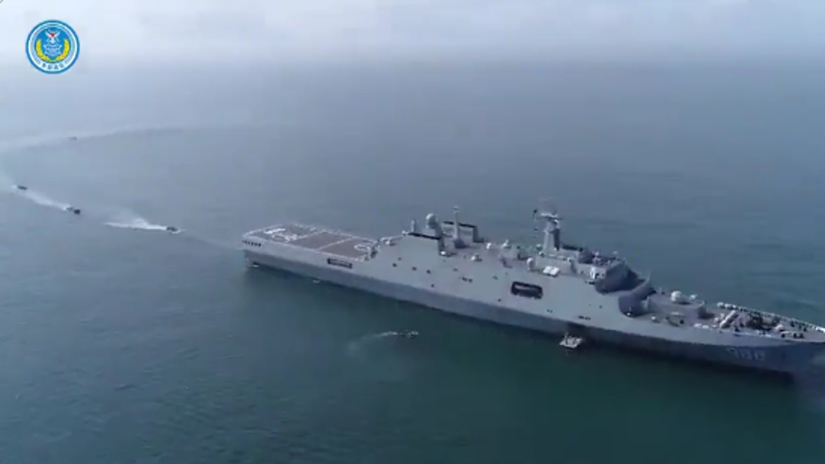 Chinese Navy ship in ocean