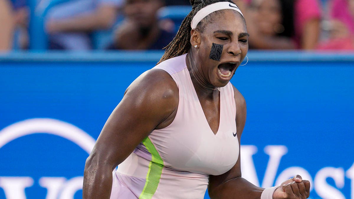 Serena Williams reacts