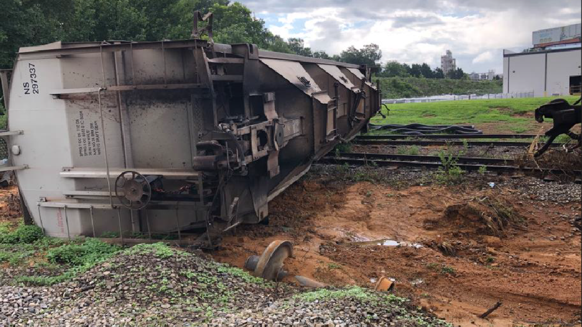 Norfolk Southern's derailed train car July 2022