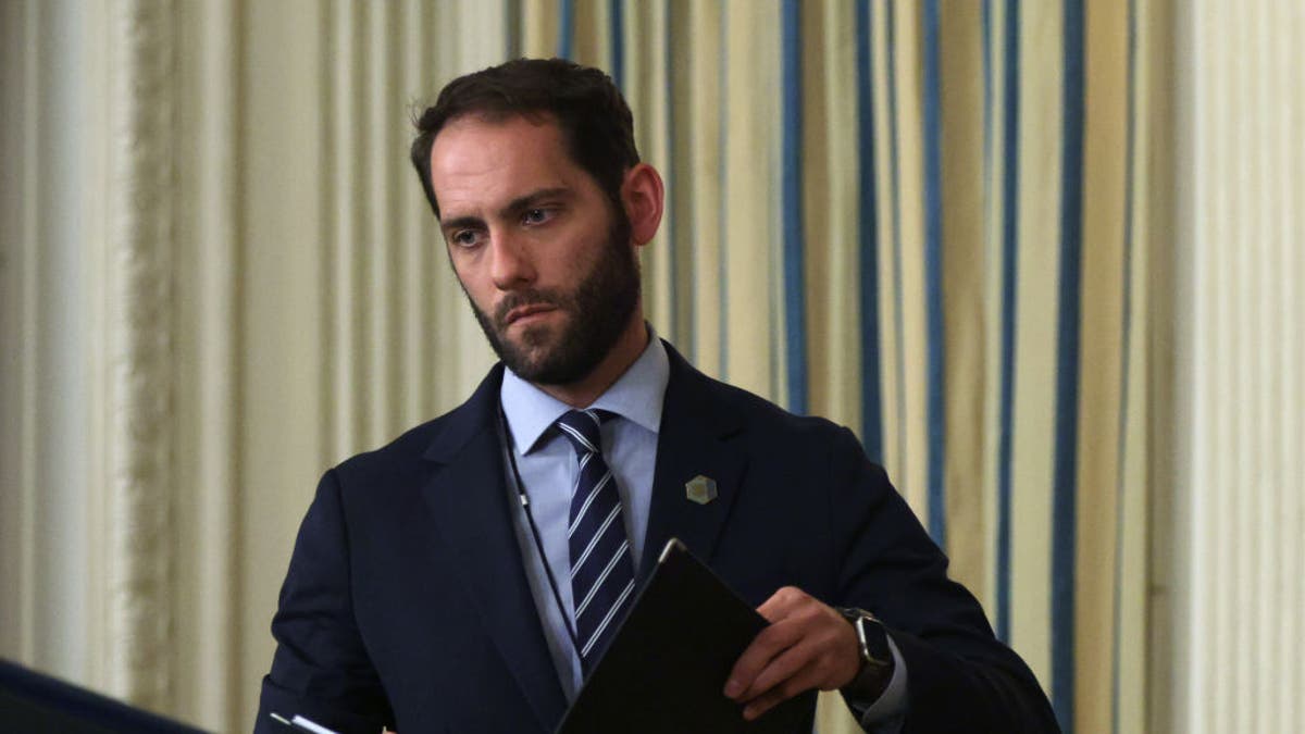 Stephen Goepfert prepares for a speech at the White House.