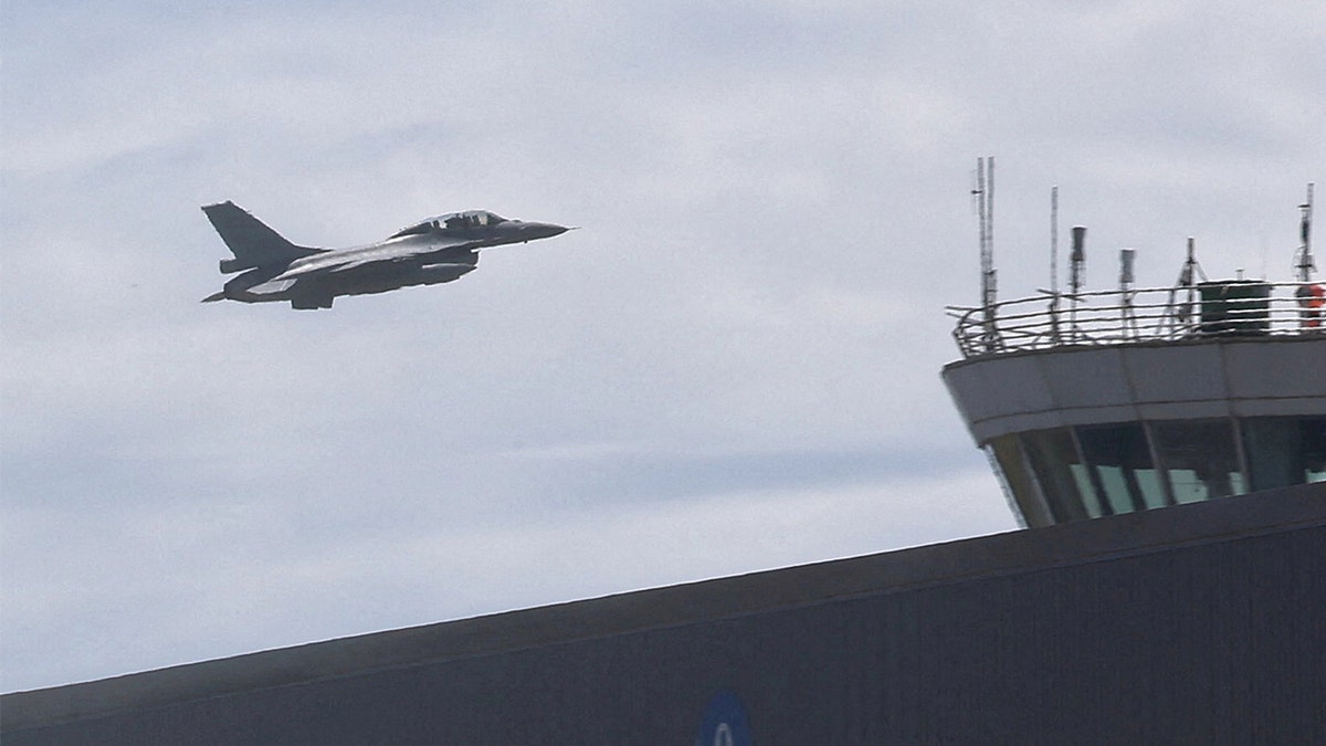 F-16v aircraft is seen near airbase in Taiwan