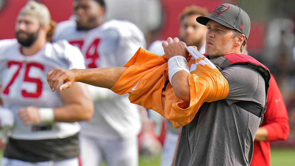 Tom Brady at training camp with the Bucs