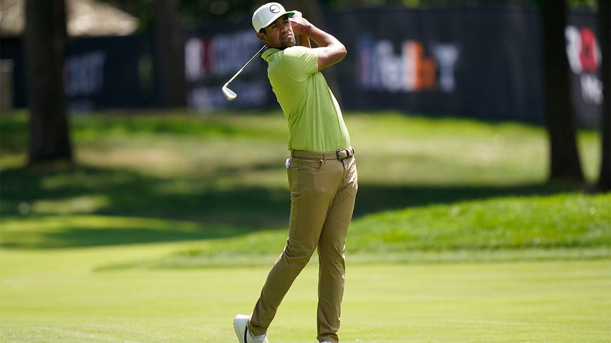 Tony Finau follows through on swing