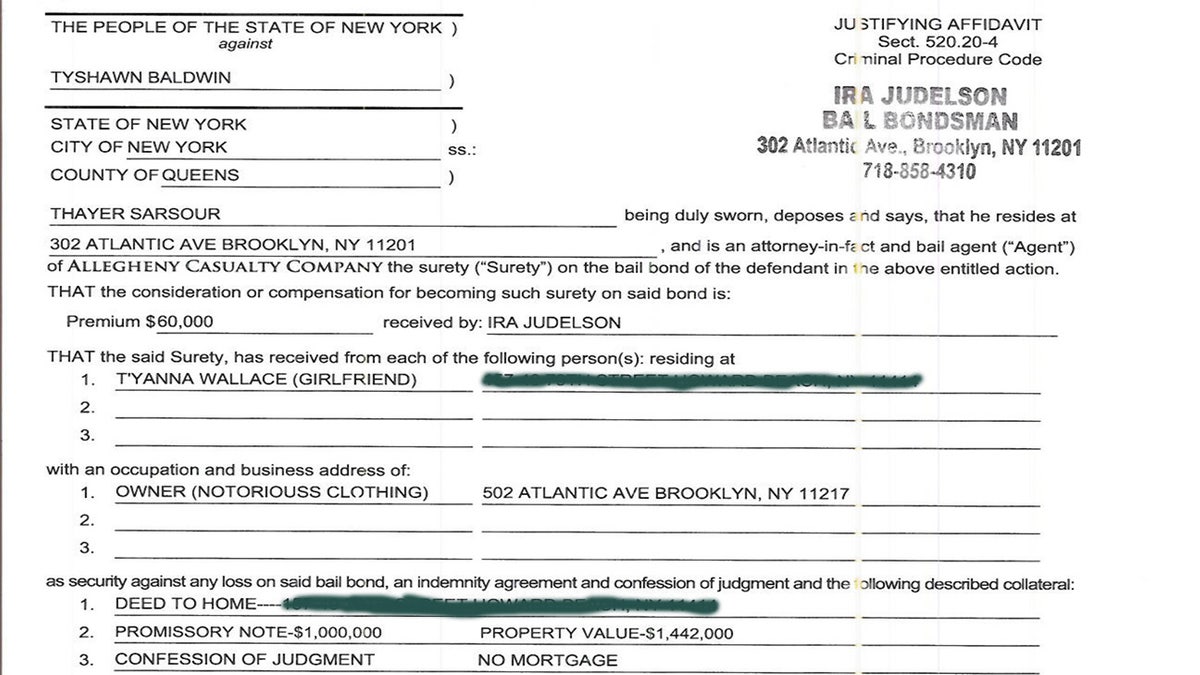 bail document for Tyshawn Baldwin