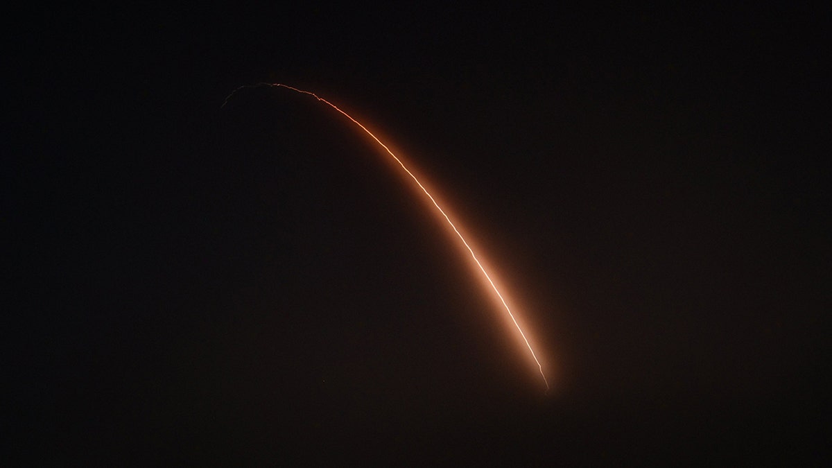 US ICBM test launch is seen at night