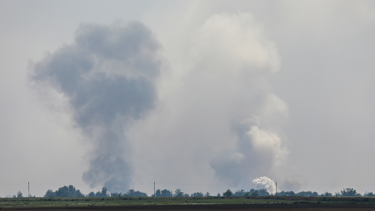 Smoke rises from Crimea Ukraine explosion