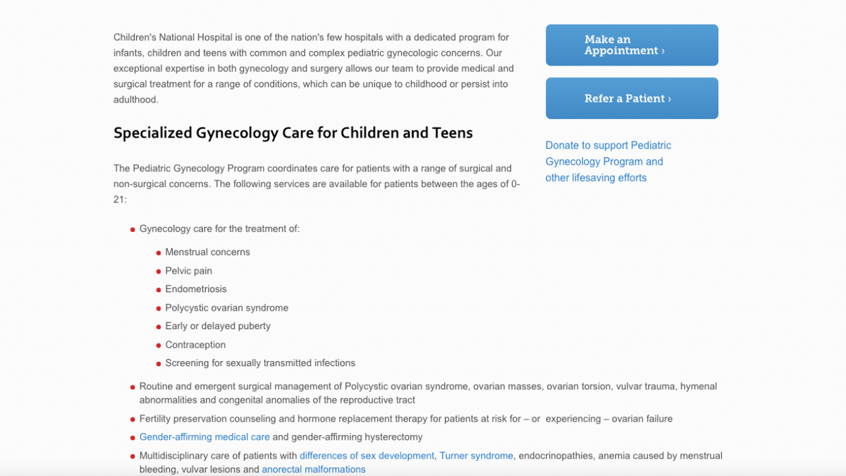 Children's National Hospital website