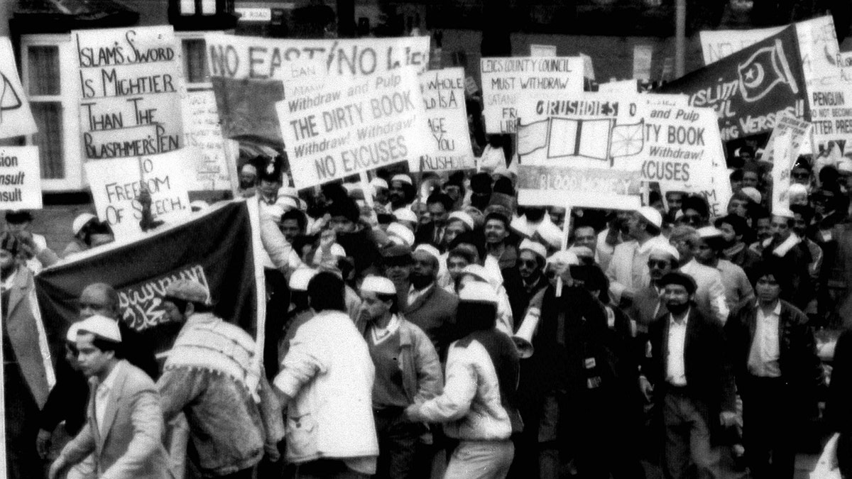 Salman Rushdie protesters in 1989