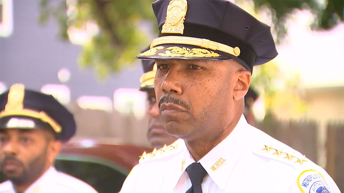 dc police chief speaks to reporters after two juveniles shot by charter school