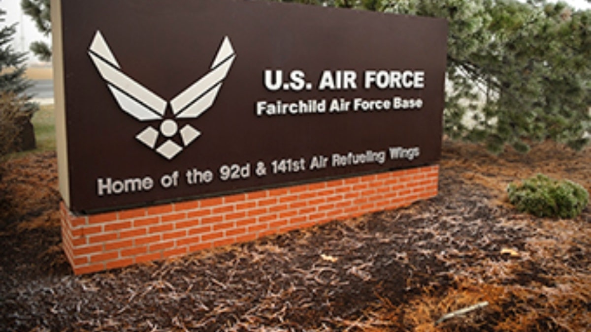 Sign at entrance of Fairchild Air Force Base