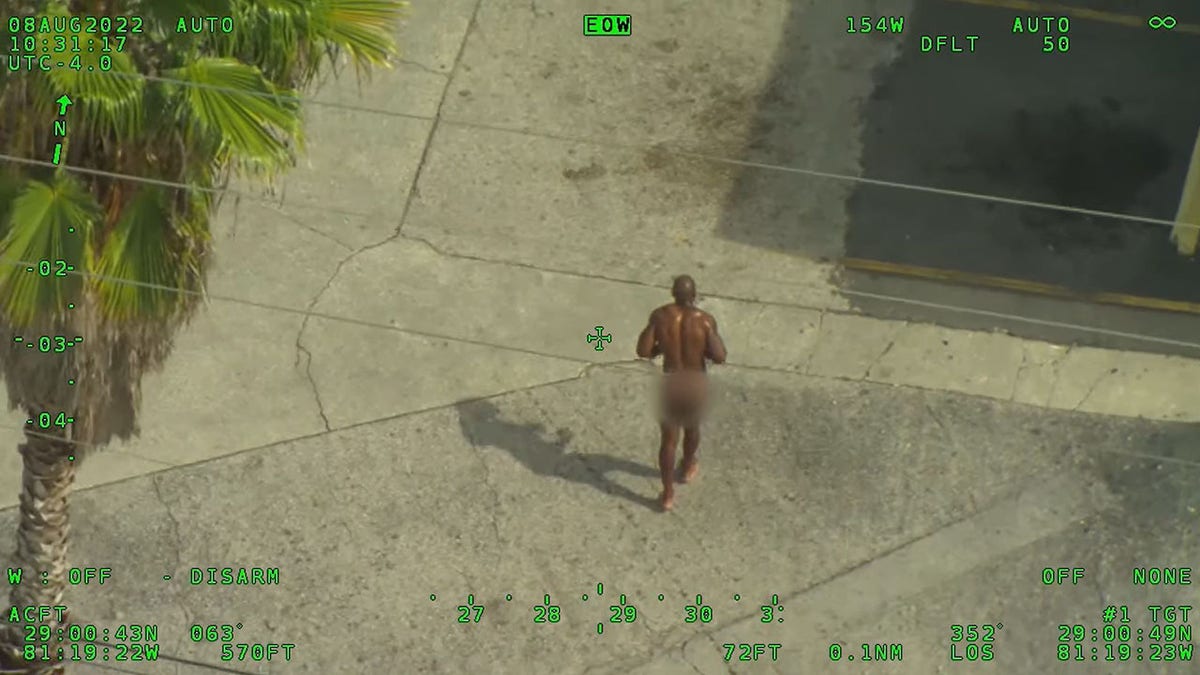 naked suspect walking in parking lot