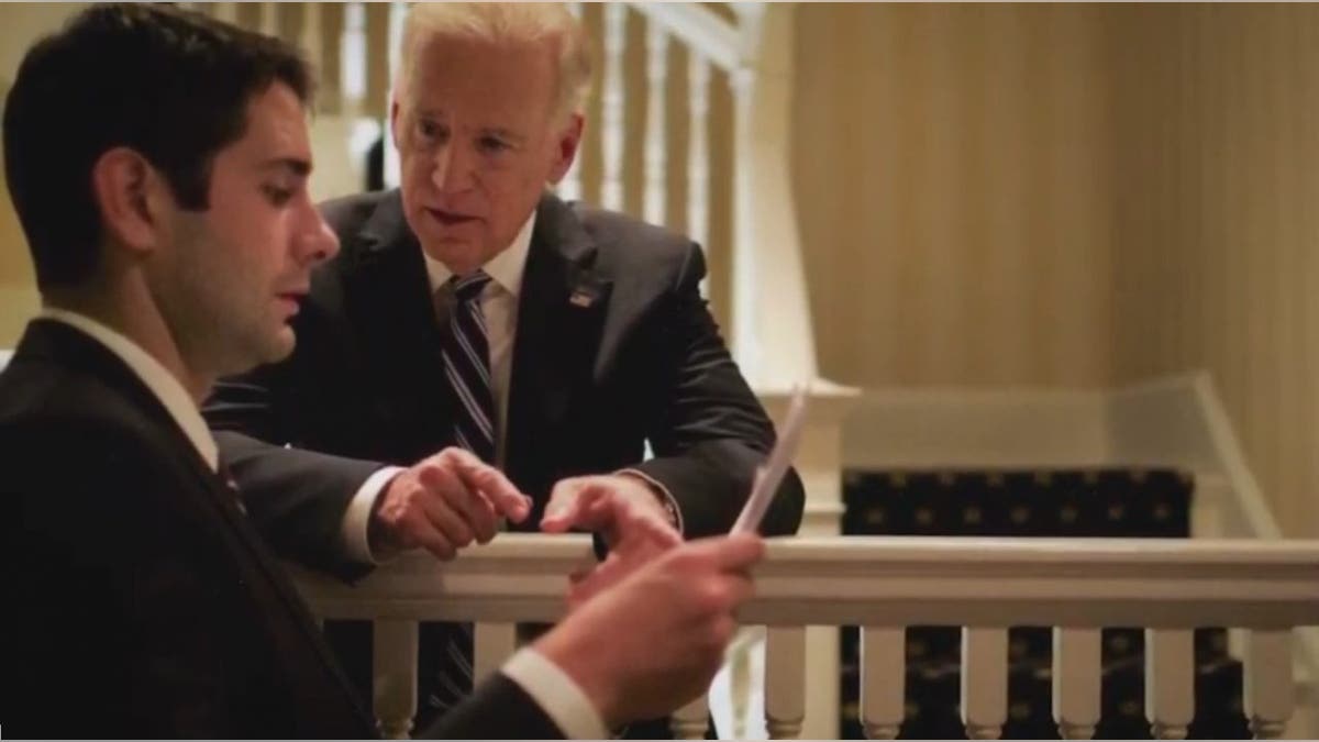 Fran Person, left, with Joe Biden 