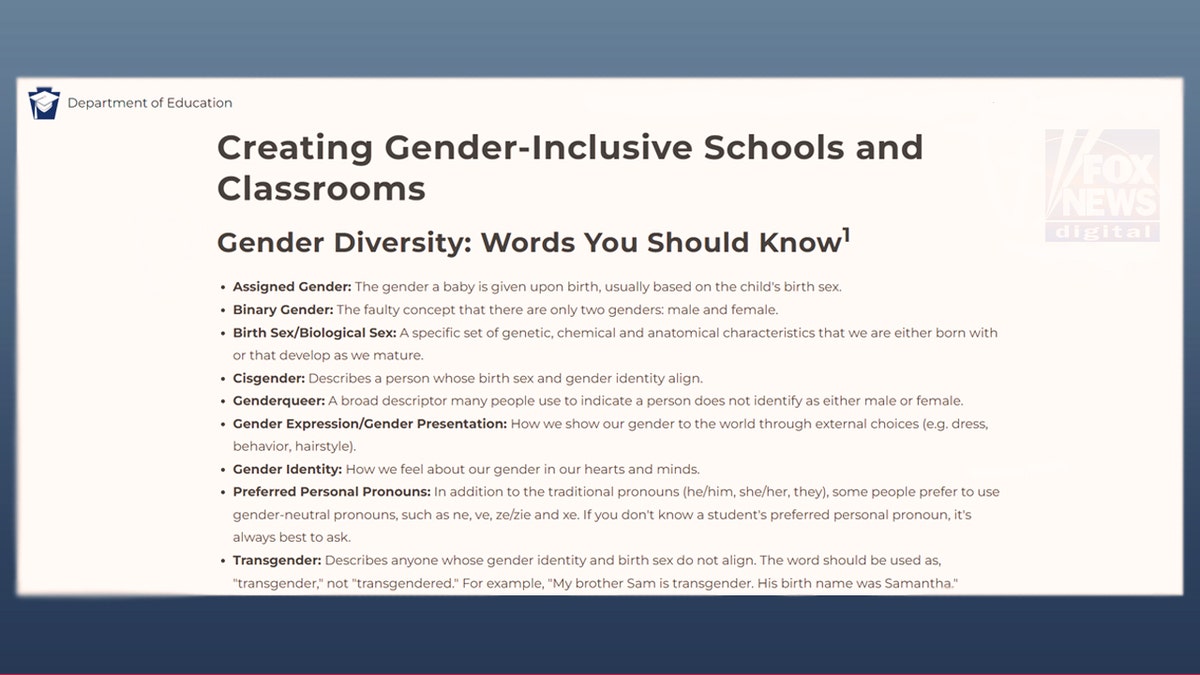 gender identity Pennsylvania department of education website