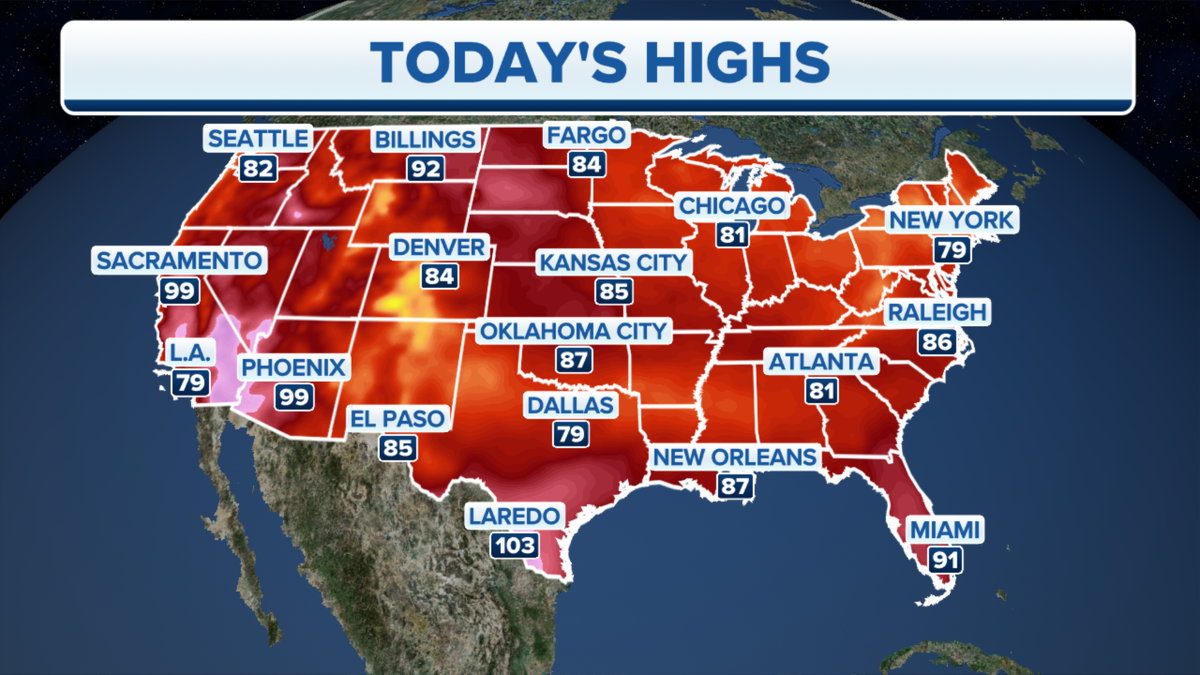 US high temperatures forecast