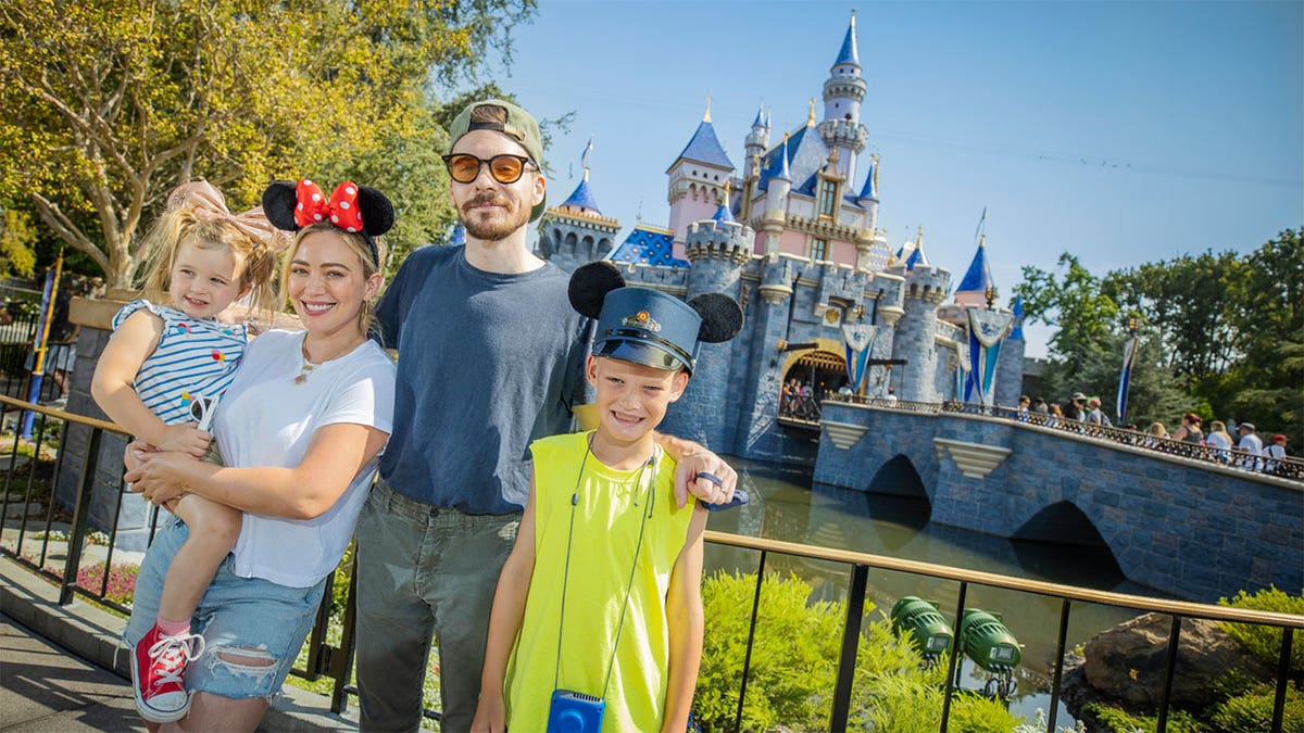 Hilary Duff with Matthew Koma and kids at Disneyland