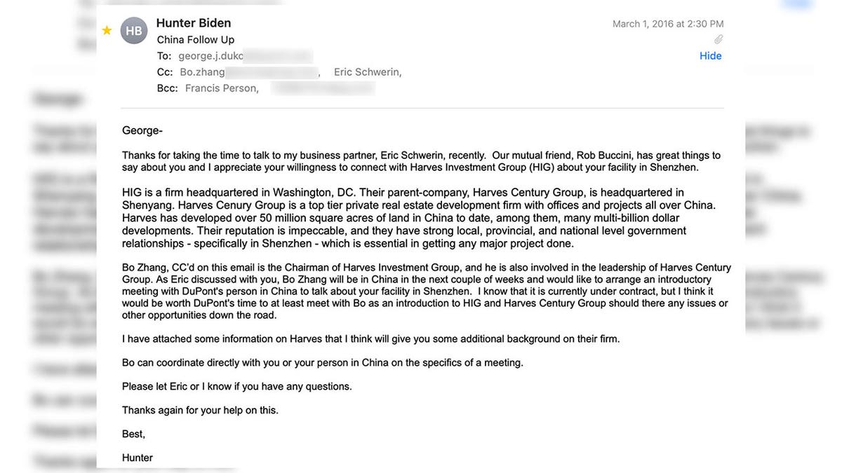 Hunter Biden email to DuPont executive