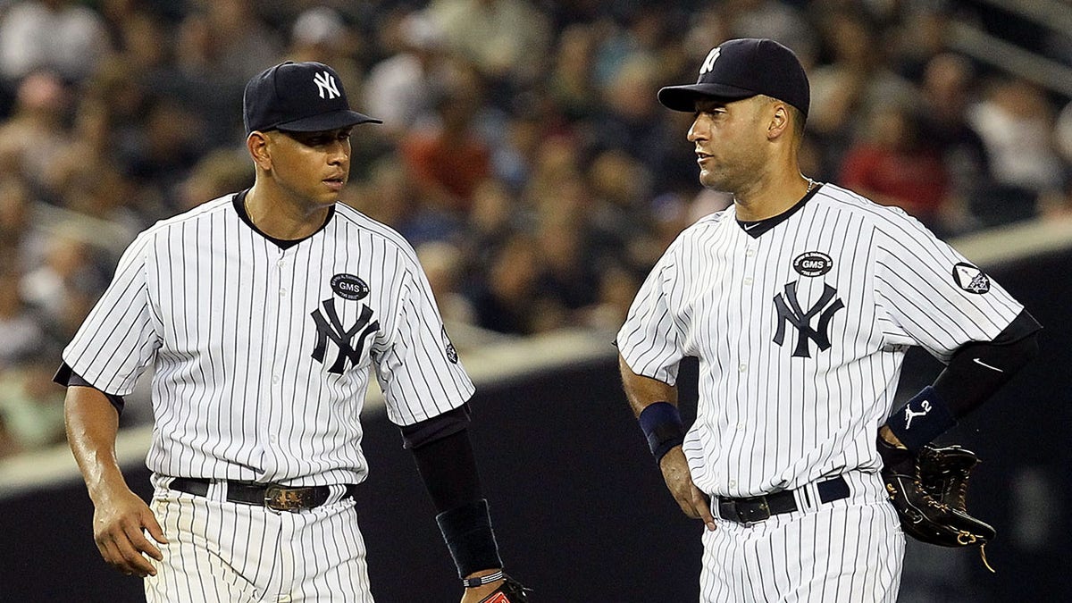 Derek Jeter and Alex Rodriguez in field