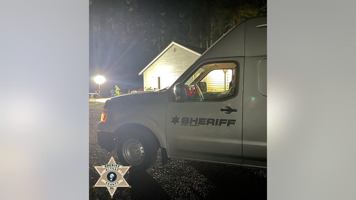 sheriff's van outside home