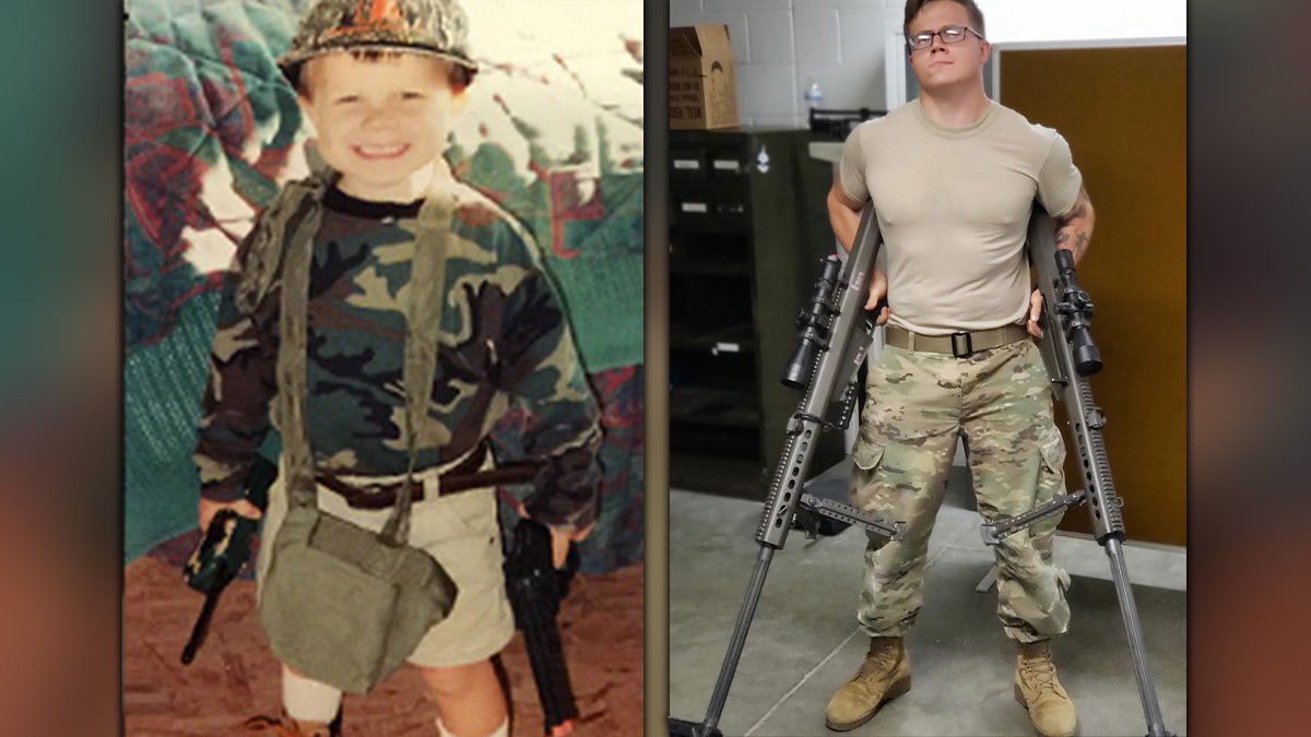 Ryan c knauss childhood photo and soldier photo