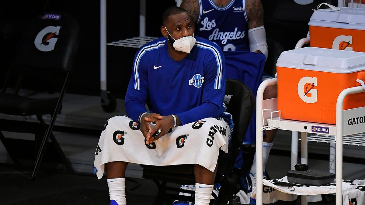 LeBron James on bench