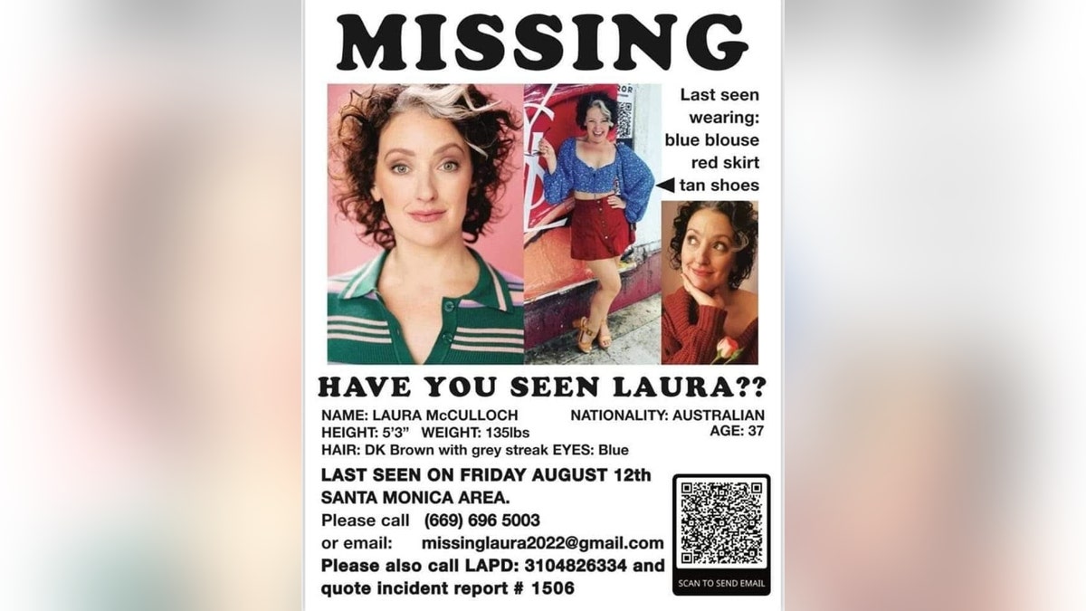 Actress Laura McCulloch missing poster